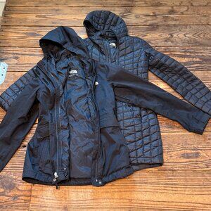 Lot of 2 North Face Jackets Thermoball Hooded Parka Black Size XS / Small - READ